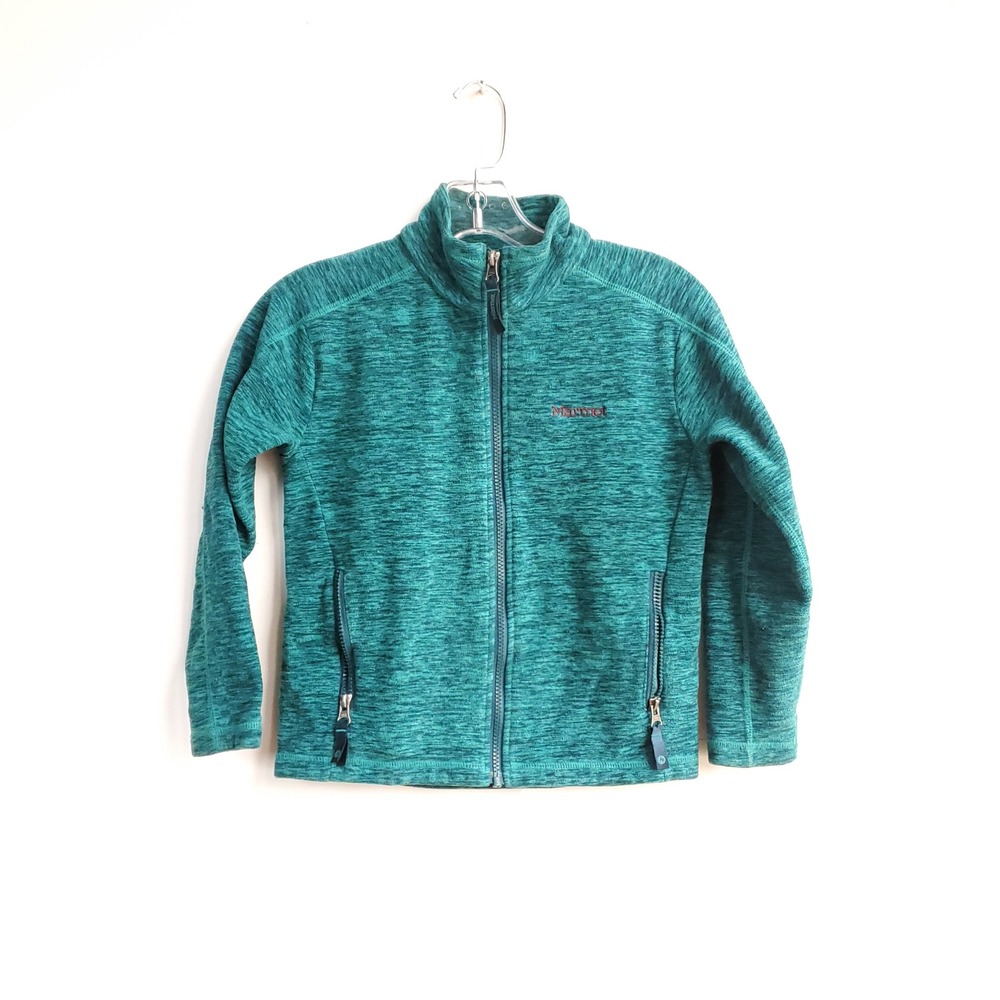 Marmot Kids Fleece Jacket Teal Space Dye Full Zip Mock Neck Size M Unisex Trail